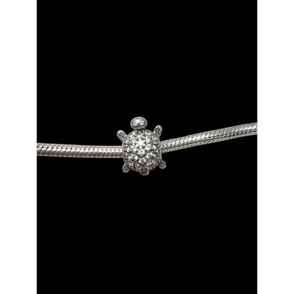 Authentic Pandora pave sea turtle sterling 925 bead charm - Picture 1 of 2